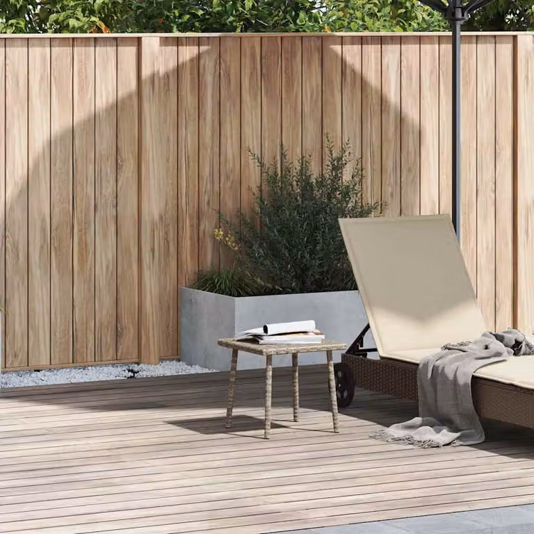 vidaXL Tavolino da Giardino Quadrato in Polyrattan Grigio con Struttura in Metallo L/P/H: 40 x 40 x 37 cm