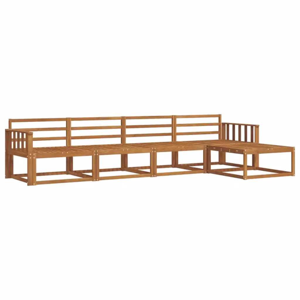 Set di divani da esterno a L vidaXL in legno di acacia massello marrone con 5 pezzi e cuscini inclusi – 2