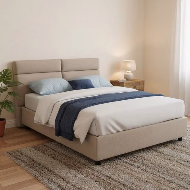 Letto Contenitore Matrimoniale Annus DMORA con Materasso Incluso, Grigio, L/P: 160 x 200 cm