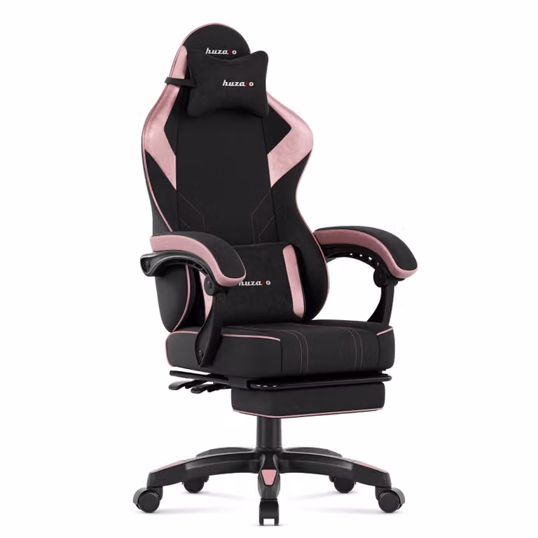 Huzaro Force 3.7 Pink sedia da gioco con poggiapiedi - Sedia ergonomica girevole con cuscino e schienale regolabile