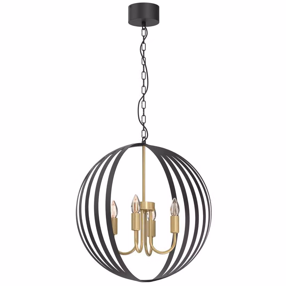 Lampada a sospensione a 4 candele in oro e nero Sparkle 4xE14 15W Luminex