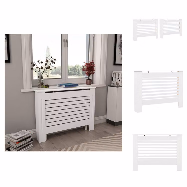 vidaXL Rivestimento per radiatori 2 pz. Bianco 112 x 19 x 81,5 cm MDF - Accessori per radiatori