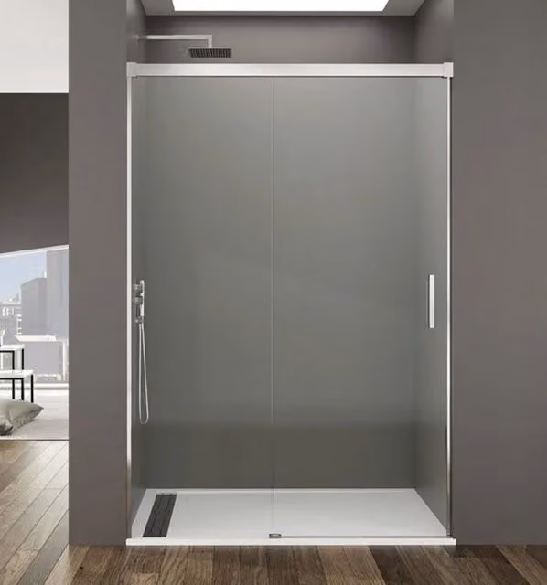 Box doccia frontale BASIC 1 fisso + 1 scorrevole 135-140 cm (56-61) cromo lucido vetro trasparente