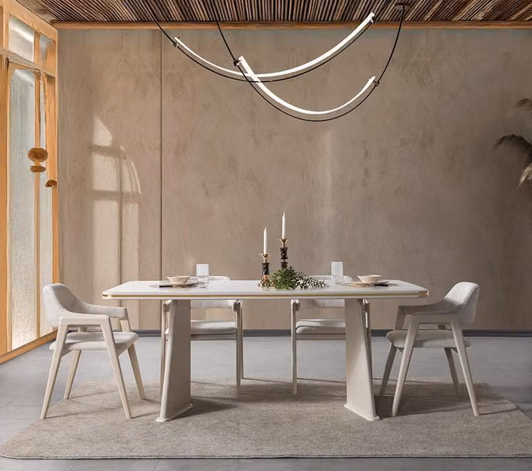 Tavolo da pranzo con 4 sedie, stile moderno, colore bianco, nuovo, pratico