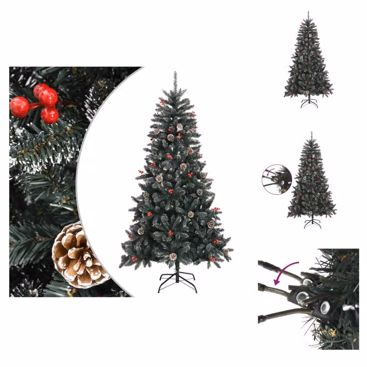 vidaXL Albero di Natale artificiale con supporto verde 180 cm PVC - Alberi di Natale
