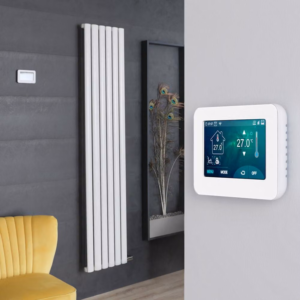 Radiatore Elettrico di Design Verticale Bianco - 1784 x 354mm - con Termostato Wi-Fi Touchscreen