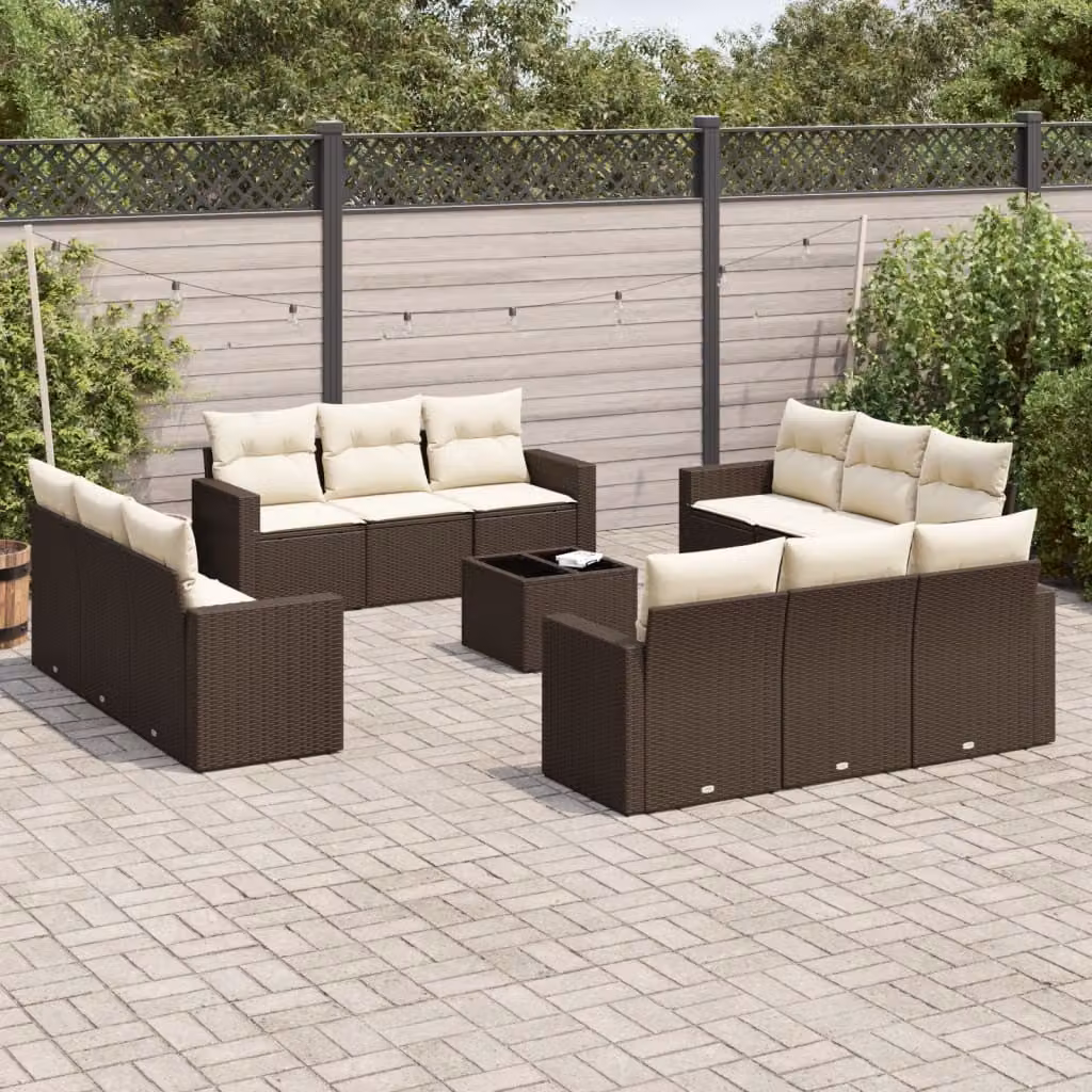 Maison Exclusive - Set Divani da Giardino 13 pz con Cuscini Marrone in Polyrattan
