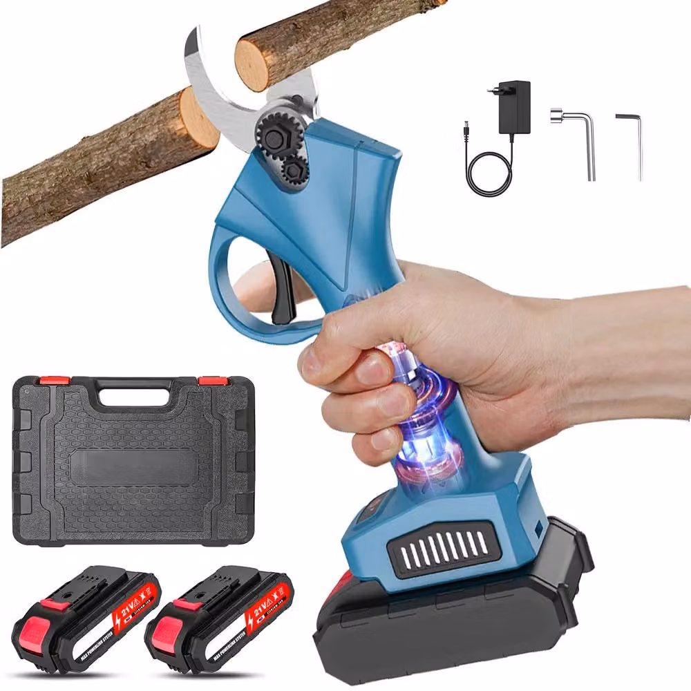 Forbice elettrica a batteria per giardinaggio - 25 mm - 1200 W - 2 batterie al litio - 220 V - Blu