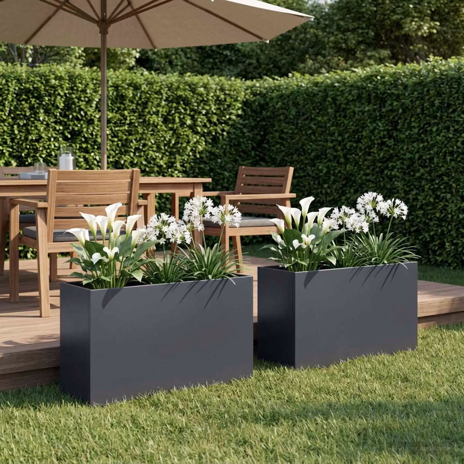 Set di 2 vasi da giardino vidaXL in metallo colore antracite H: 80 cm, L: 30 cm, P: 40 cm