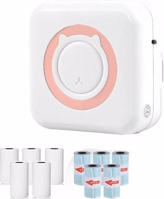 Stampante Portatile Mini Termica Bluetooth con Kit di Avvio Bianca