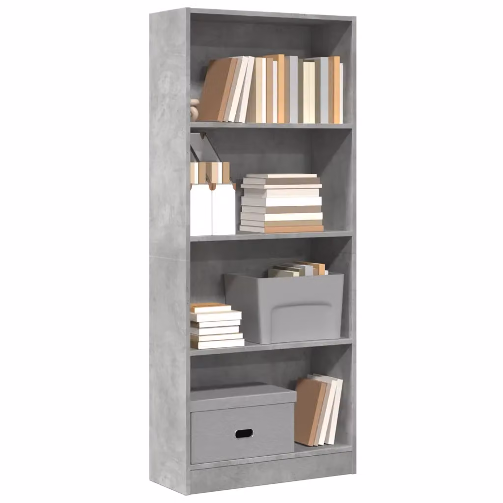 Libreria vidaXL in stile industriale grigio cemento con pannello posteriore in legno e MDF L: 60 cm, P: 24 cm, H: 143 cm