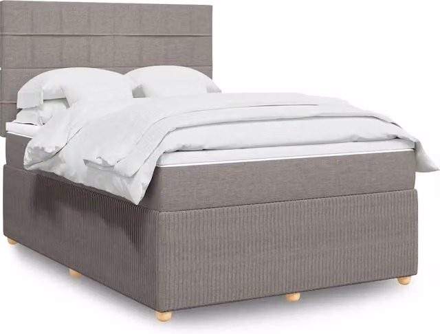 Letto Ibrido Moderno vidaXL con Materasso in Tessuto Beige e Grigio L/P/H: 140 x 200 cm