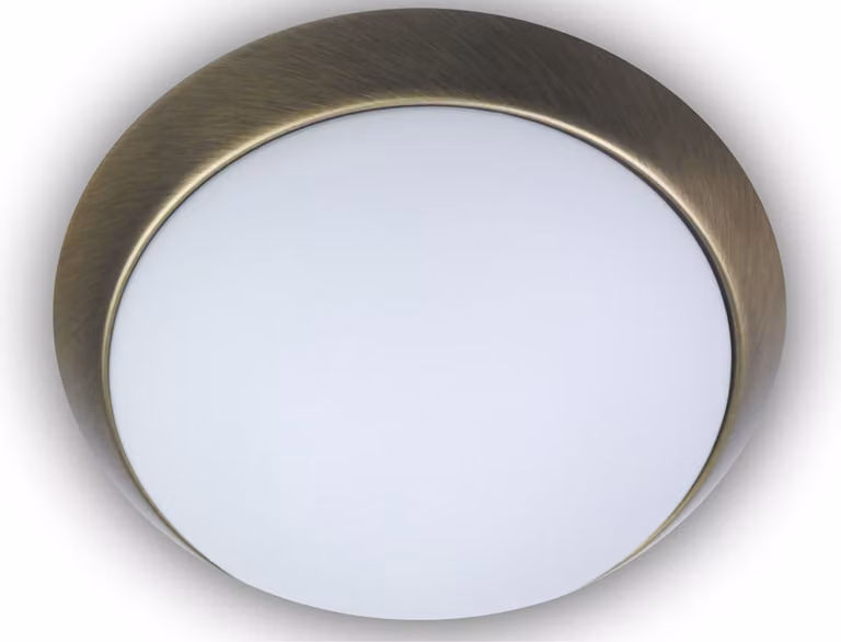 Luce da corridoio Illuminazione da corridoio Ciotola da soffitto rotonda Ø 30cm in vetro opalino anello in ottone anticato