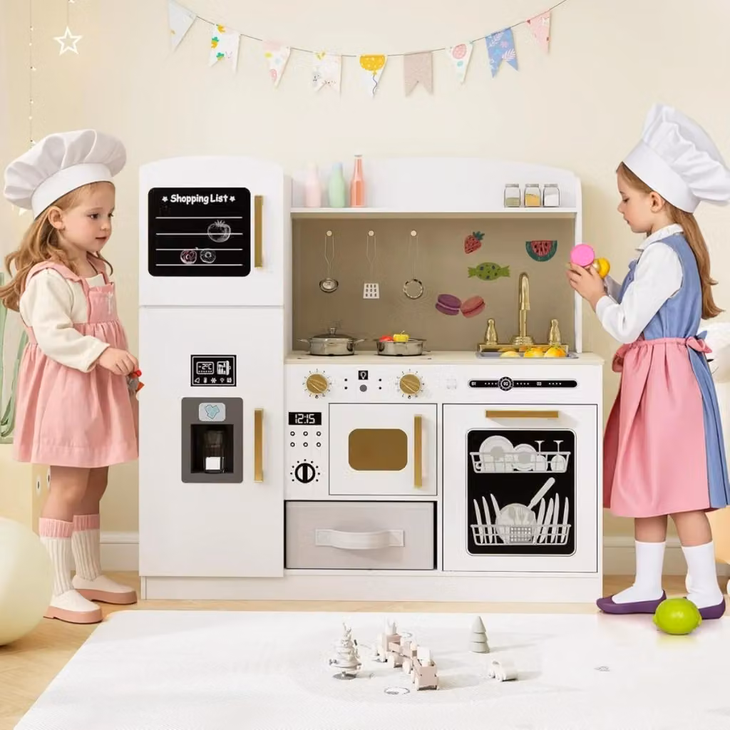 Set cucina giocattolo Design Mania in legno e metallo con lavagna, colore bianco, L: 86 cm, P: 36 cm, H: 83 cm – 2