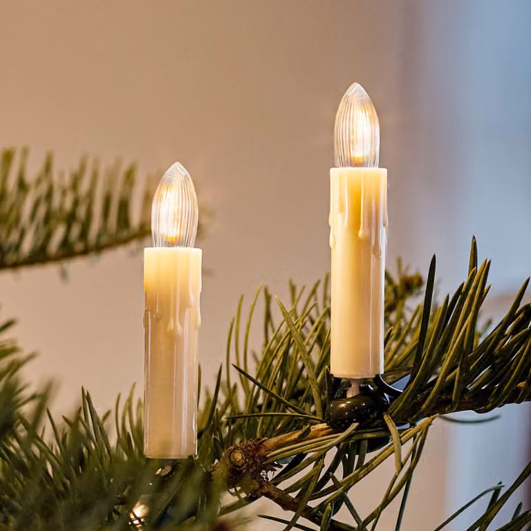 Luci di Natale a filamento LED, interno 30 pezzi, Germany, candele ondulate, con gocce di cera, avorio 814101