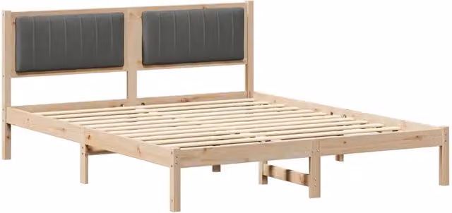 Letto matrimoniale | Letto per adulti | Letto con Testiera Rivestita Grigio scuro 150 x 200 cm