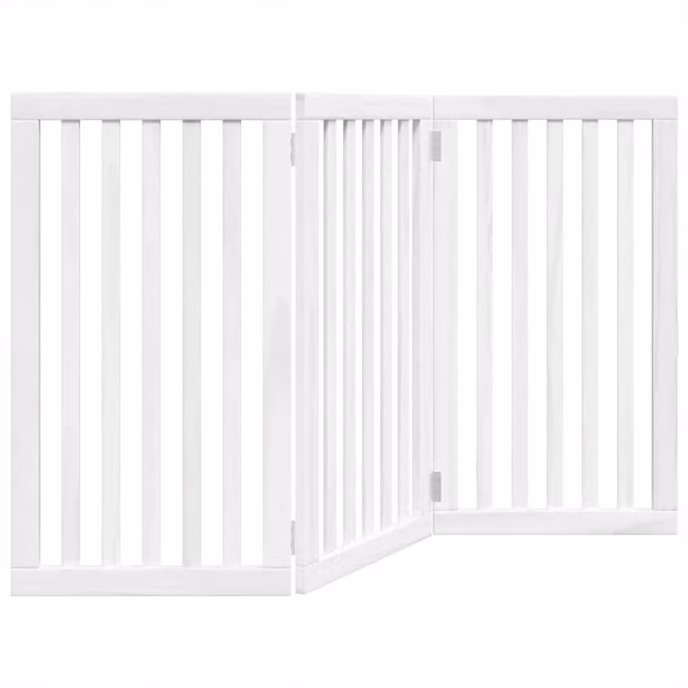 Cancello per Cani Pieghevole 3 Pannelli Bianco 150 cm Pioppo