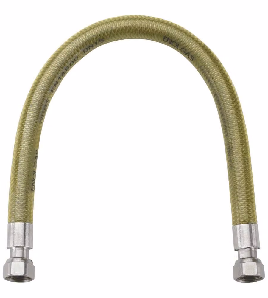 Tubo flessibile gas giallo 1500 mm 1/2" FF acciaio inox EN 14800