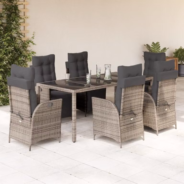 Maison Exclusive - Set da Pranzo da Giardino 9 pz con Cuscini in Polyrattan Grigio