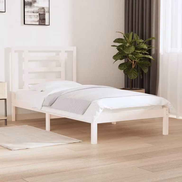 The Living Store Letto in legno massiccio di pino bianco 90x200 cm