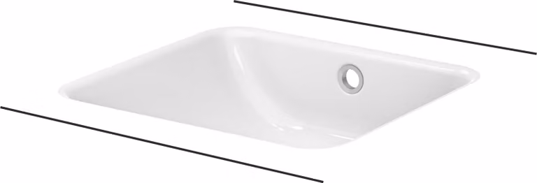 BetteOne lavabo à encastrer, rectangulaire, sans trou pour robinet, avec trop-plein, 434x416x130mm, A135-000, A135-000