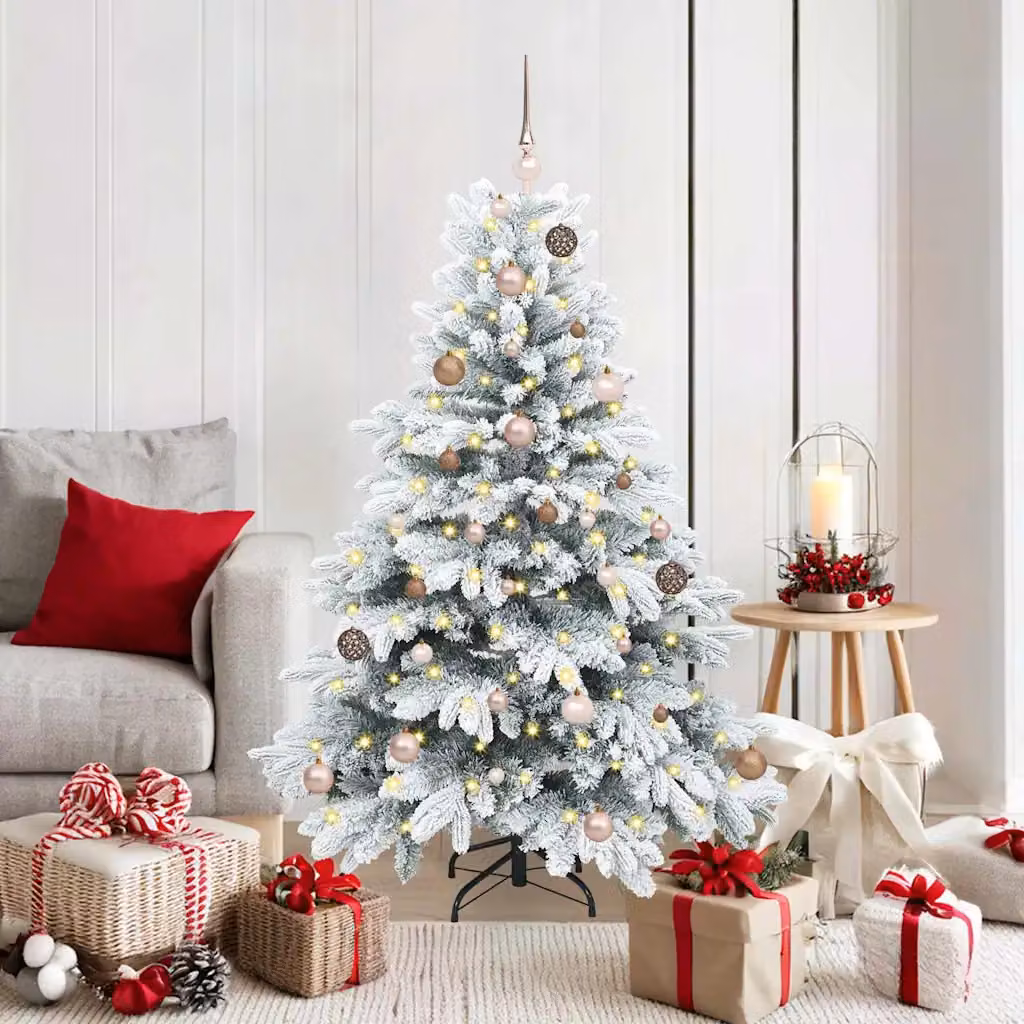 Albero di Natale artificiale bianco vidaXL con 150 LED luce bianca calda in PE e PVC, Altezza: 150 cm