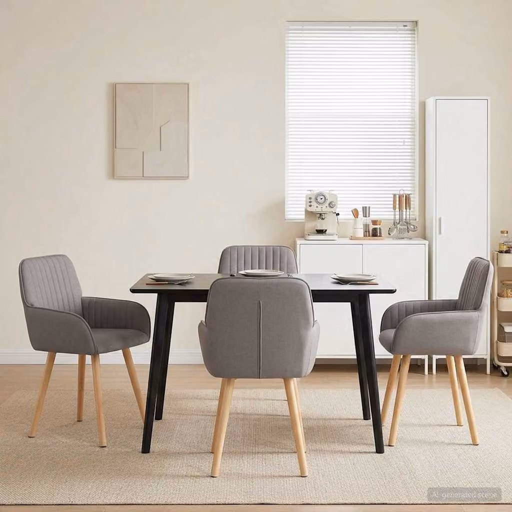 Set di 4 sedie da pranzo moderne vidaXL in tessuto tortora, L: 56,5 cm, P: 50 cm, H: 87,5 cm