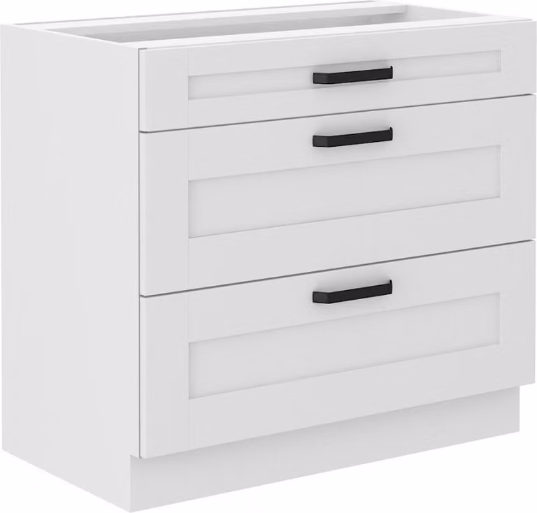 Armadietto inferiore con cassetti LAILI - larghezza 80 cm, bianco