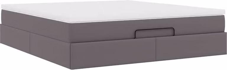 Struttura Letto Pouf con Materasso Grigio 180x200 cm Pelle finta