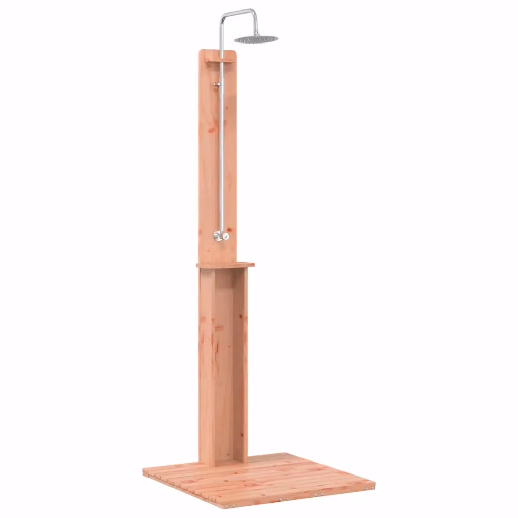 Doccia da esterno vidaXL in legno e acciaio inossidabile, colore marrone, L: 206 cm, P: 76 cm, H: 75 cm – 2