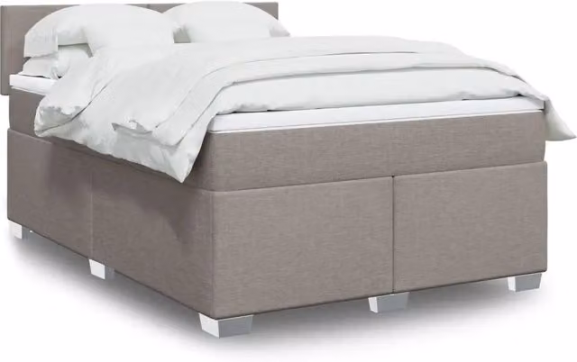 Letto Ibrido vidaXL con Giroletto a Molle e Materasso in Tessuto Beige e Grigio L/P/H: 140 x 190 cm
