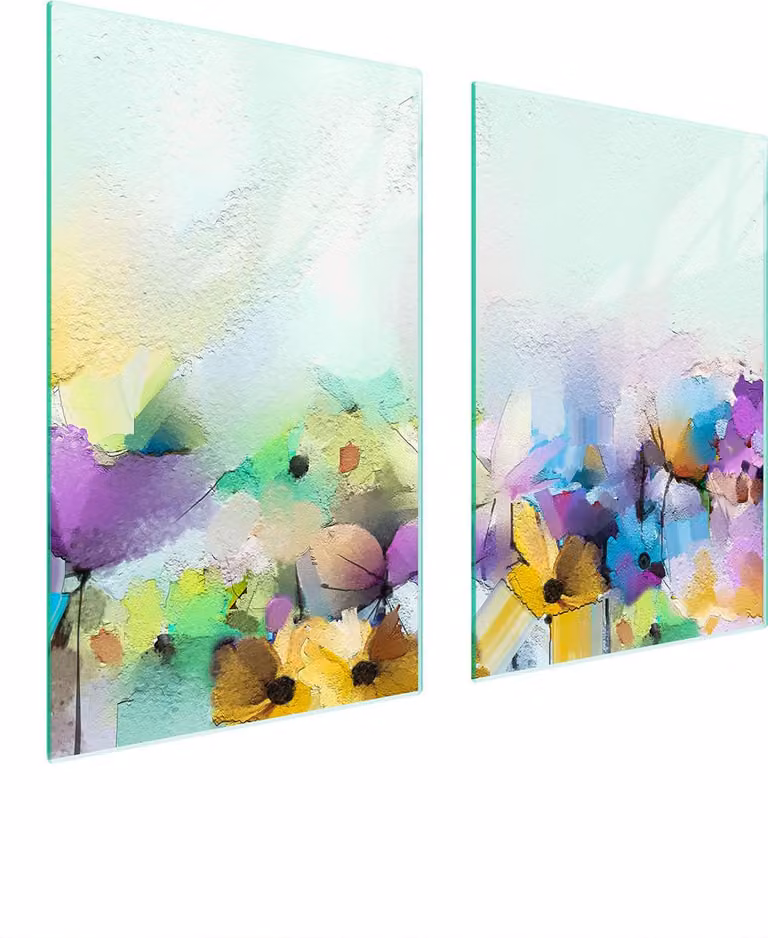 Piatto Di Protezione In Vetro Per Cucina 65X52 Fiori