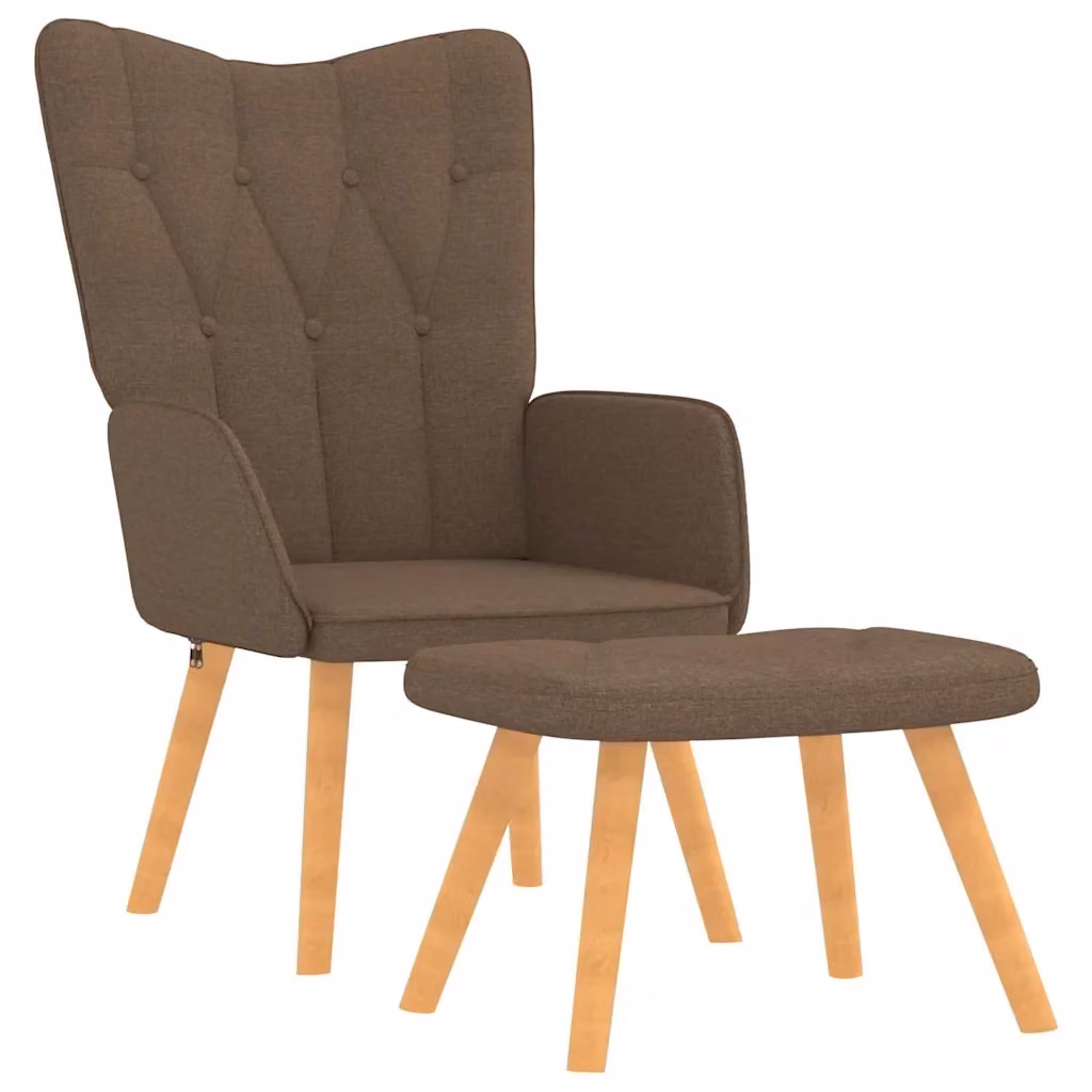 Poltrona Relax Moderna con Poggiapiedi Integrato in Tessuto Marrone – 2