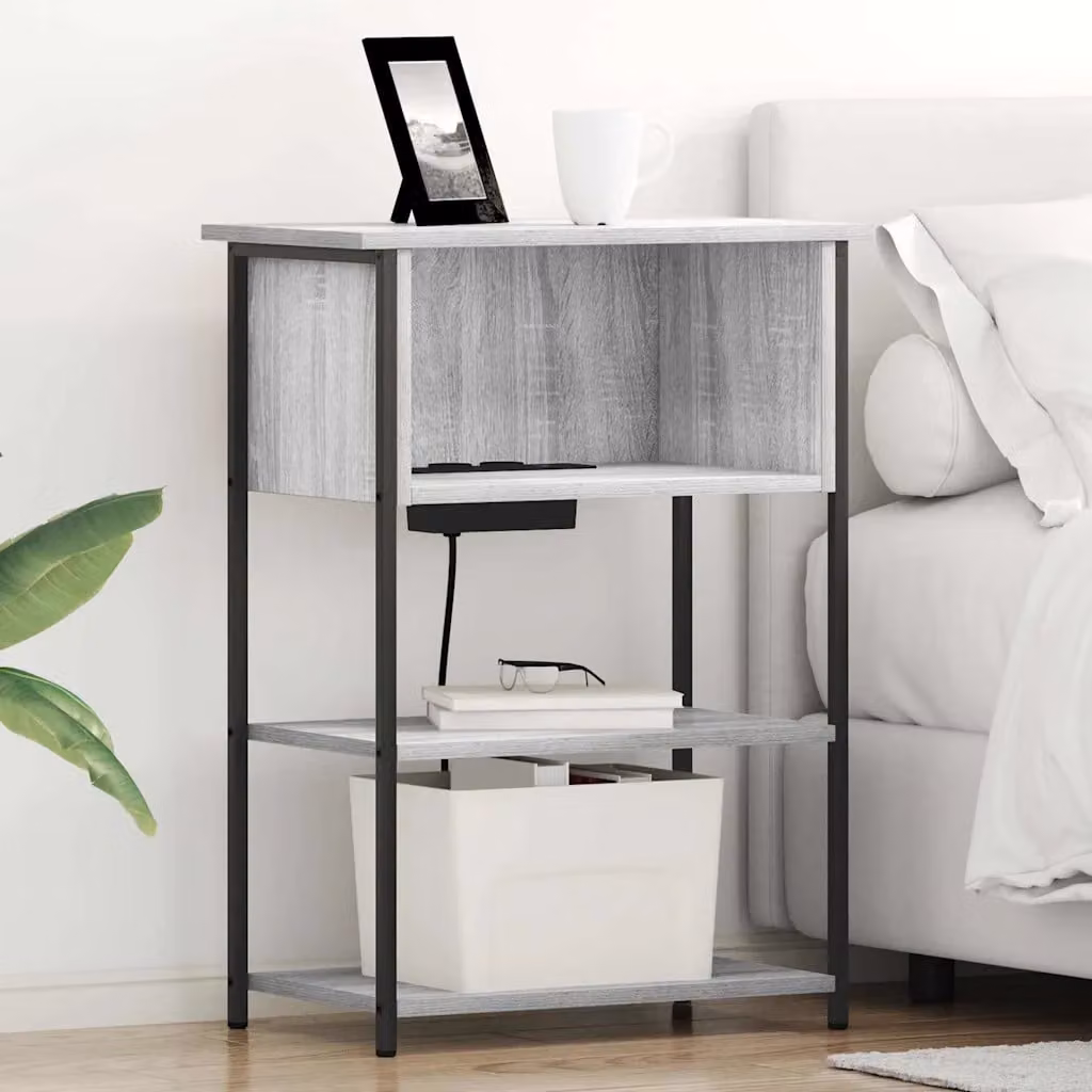 Armadio da notte vidaXL in stile rustico grigio, L: 55 cm, P: 31 cm, H: 76 cm