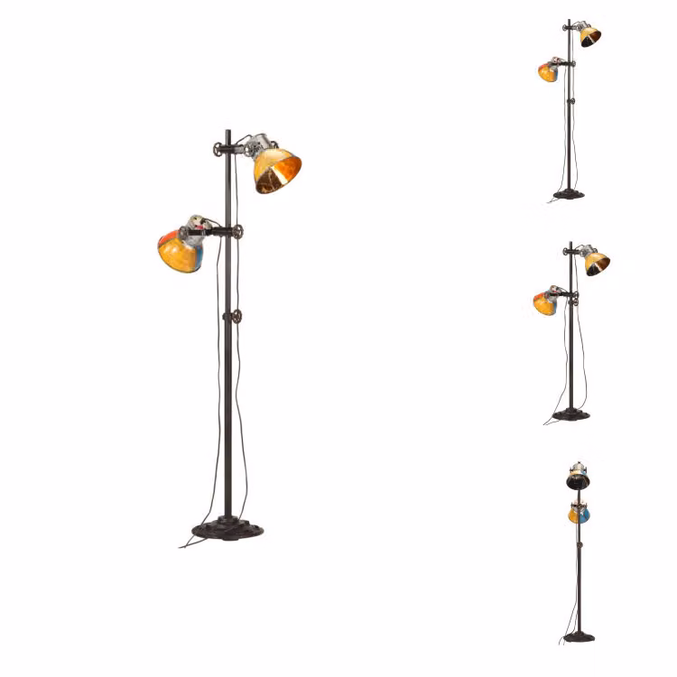 vidaXL Lampada da terra con 2 paralumi Multicolore E27 - Lampade
