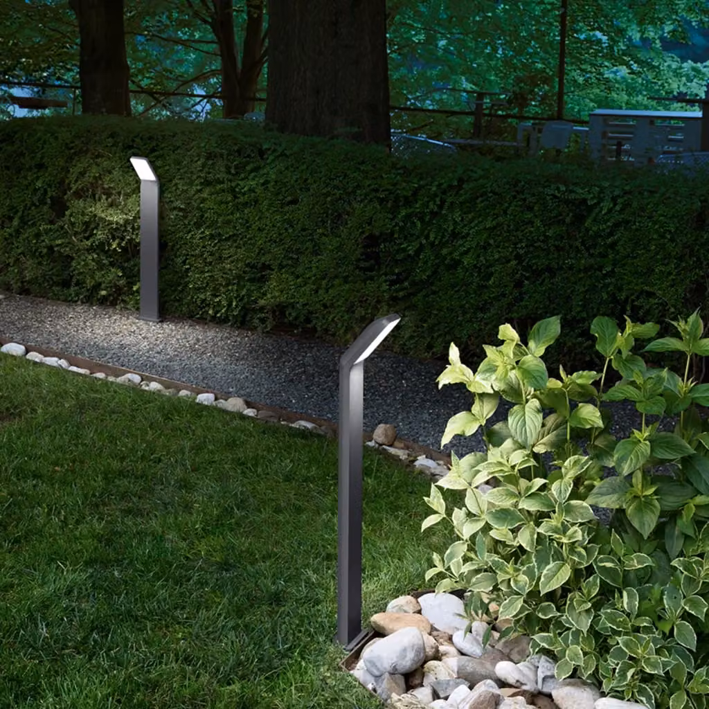 Paletto esterno moderno Path Perenz in alluminio grigio con LED da 12W 3000K IP65 – 2
