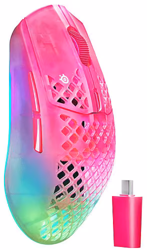 Mouse Wireless SteelSeries Aerox 3 WL Gen 2 con Bluetooth, Risoluzione 26000 DPI, Rosa Multicolore