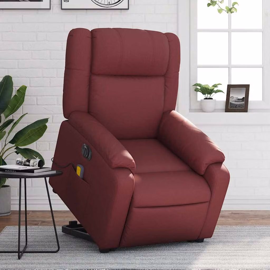 Poltrona Alzapersona Reclinabile vidaXL in Similpelle Rossa con Supporto Elettrico per Senior – 1