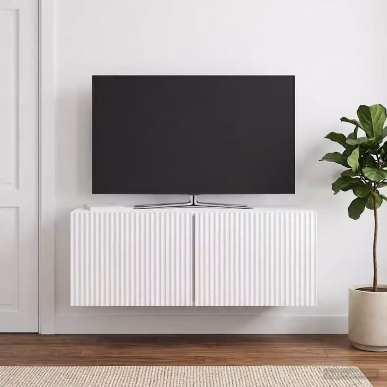 vidaXL Mobile Porta TV da Muro Moderno Bianco Lucido L: 78,5 cm, P: 31 cm, H: 30 cm