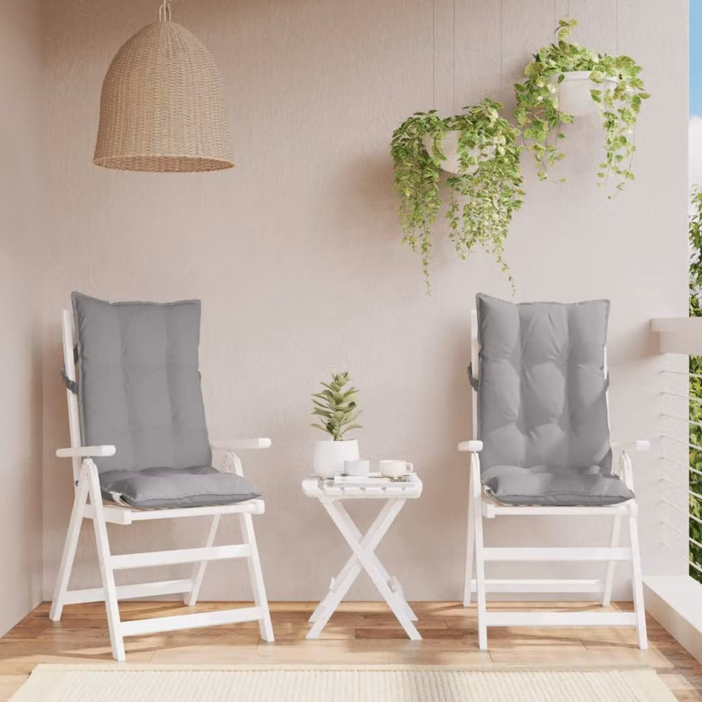 Set di 2 cuscini per sedia con schienale alto vidaXL in tessuto Oxford grigio, impermeabili e traspiranti