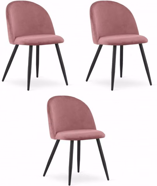 Sedia Valora BELLO in velluto rosa scuro con gambe in metallo nero x3