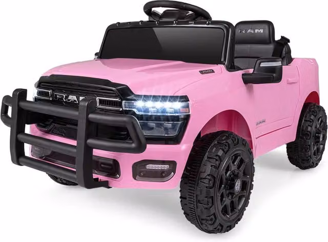 Auto elettrica per bambini a 12v con telecomando e luci LED musica clacson e wireless, Veicolo elettrico per bambini 3-8 anni Rosa