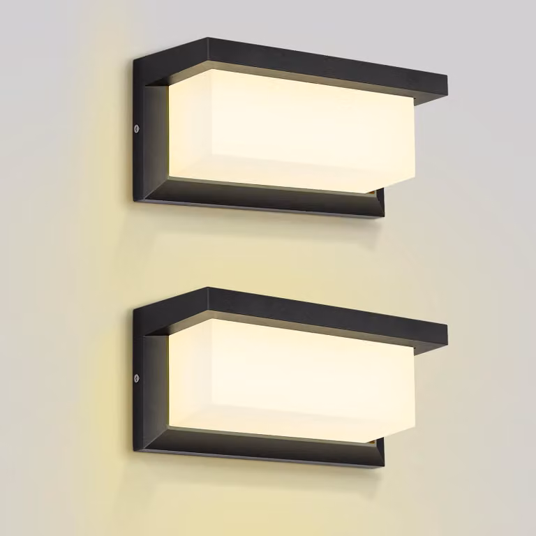 Lampada da parete esterna a LED, 18W, grado di protezione IP65, luce bianco caldo, set da 2, alluminio, acrilico