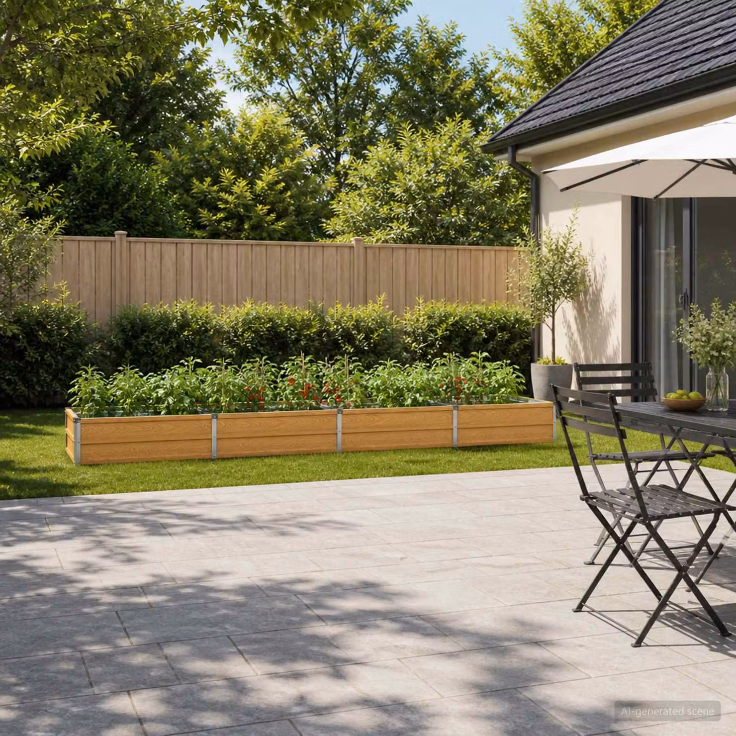 Letto rialzato da giardino vidaXL in metallo Corten color marrone L: 320 cm, P: 40 cm, H: 24 cm