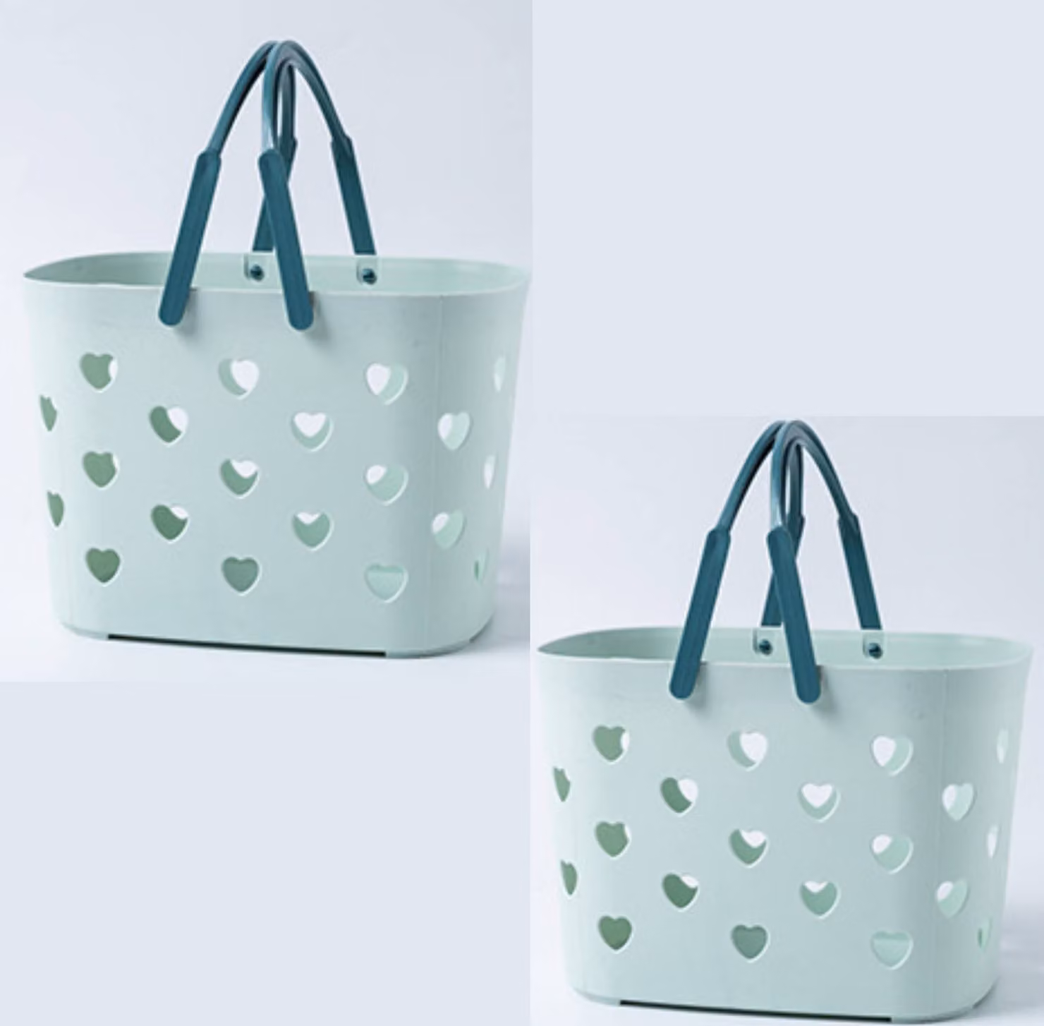 Set di 2 cestini portasapone portatili in plastica con manico, per il bagno, per la residenza universitaria, colore verde