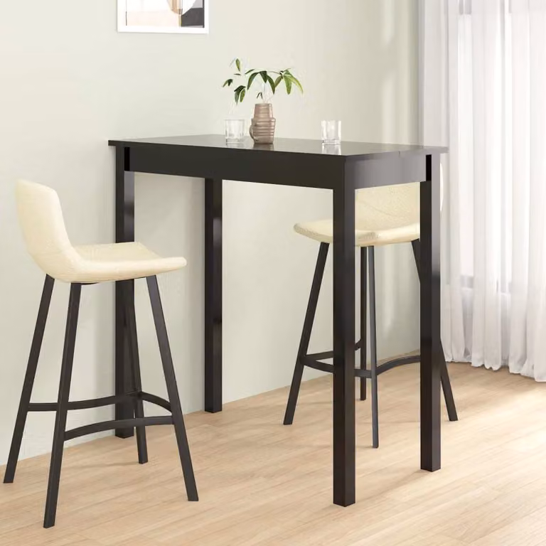 The Living Store Tavolo da bar MDF nero 115×55×107 cm