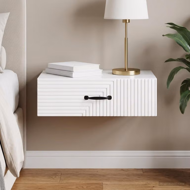 vidaXL Tavolino da parete laterale bianco lucido L 59 cm, P 34,5 cm, H 17 cm
