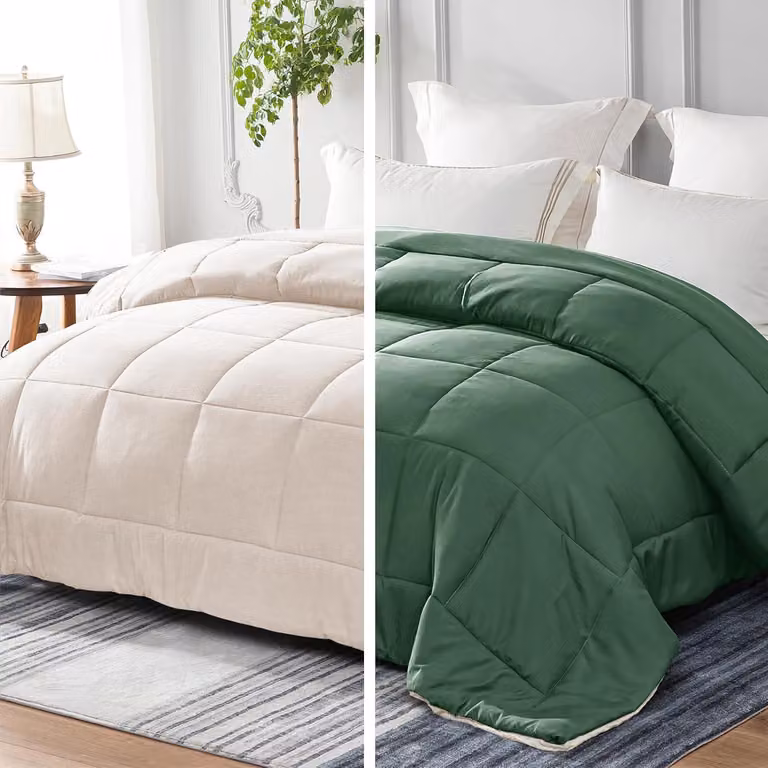 Copertura per letto matrimoniale, 200 x 200 cm, in microfibra (300 GSM), colore verde scuro, ideale per la camera da letto
