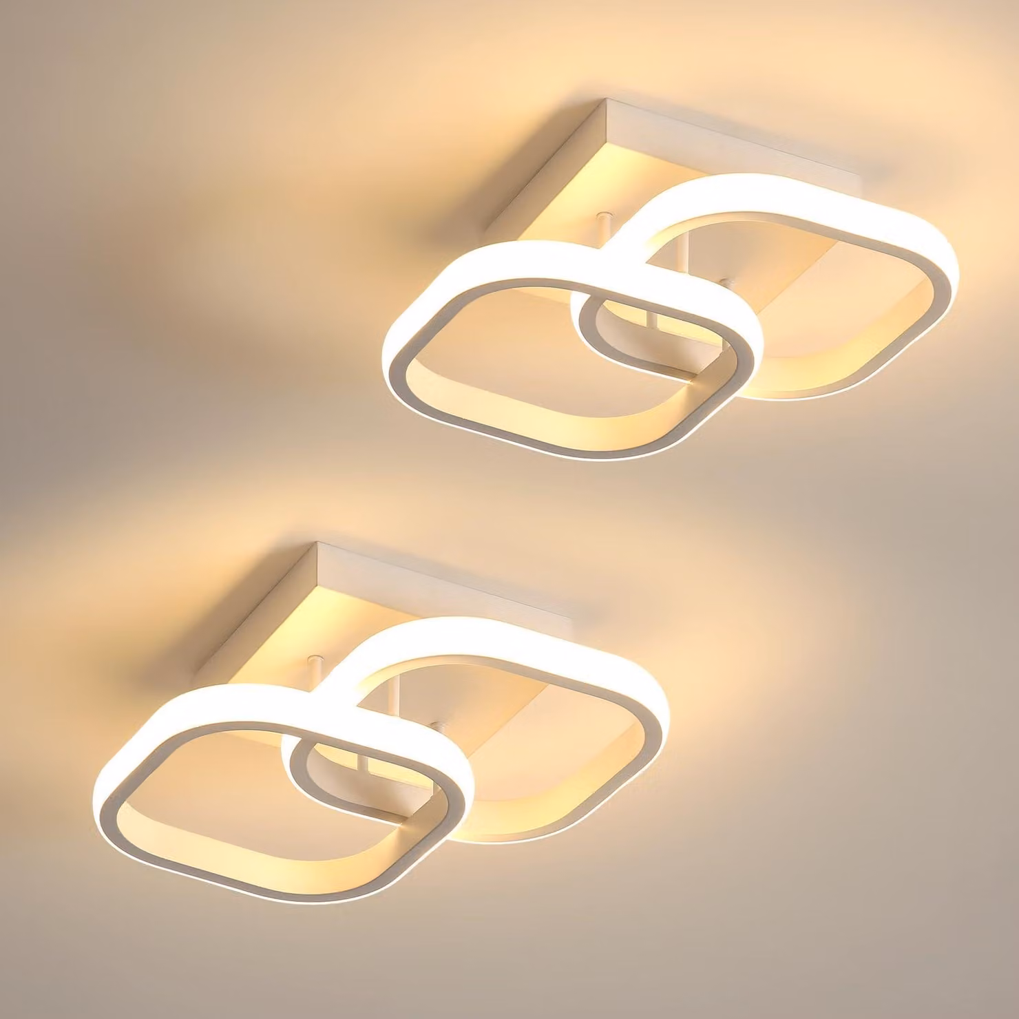 Mckalen, 2 lampade a soffitto LED, 22W, luce bianca calda 3000K, colore bianco