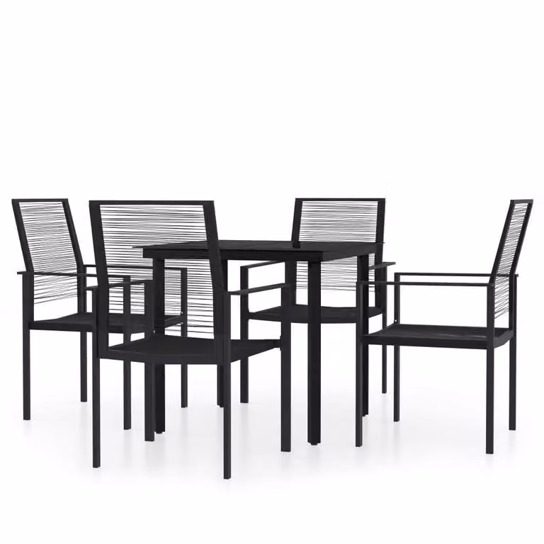Set Mobili da Pranzo per Giardino 5 pz Nero